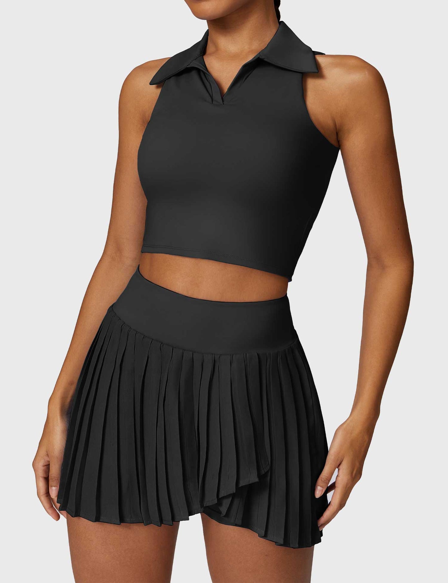 Tebeary Crop Top Tennis Skirt Sets