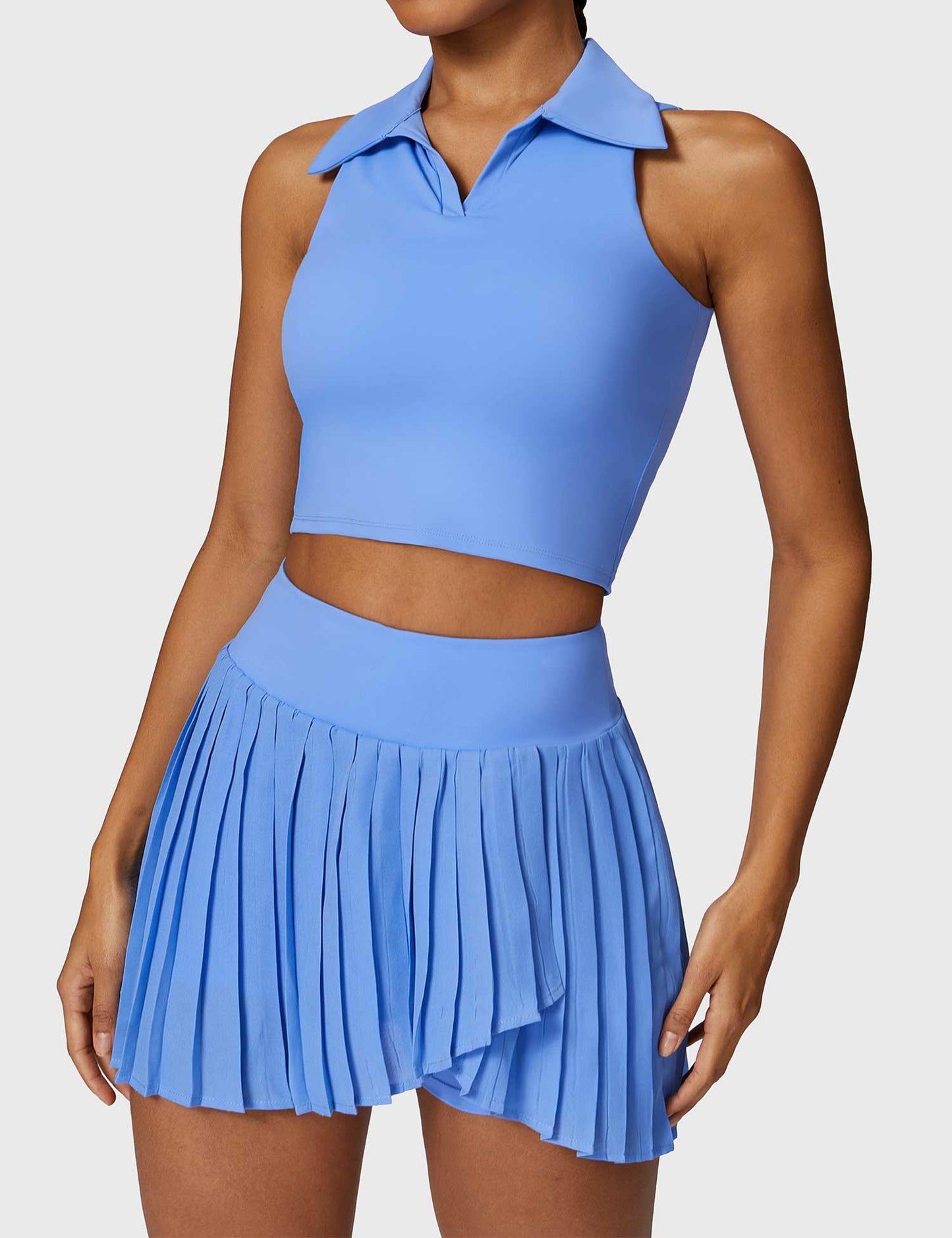 Tebeary Crop Top Tennis Skirt Sets