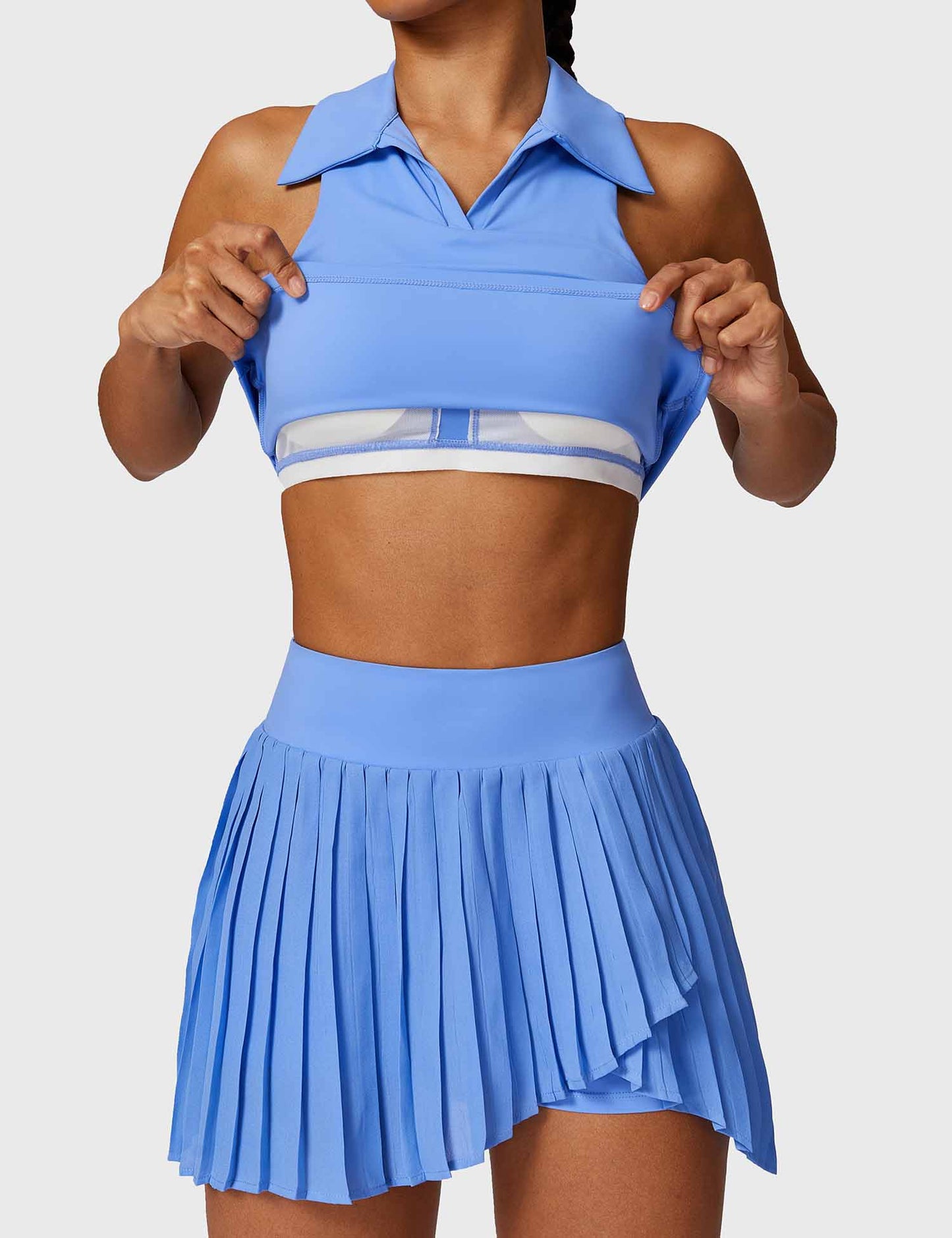 Tebeary Crop Top Tennis Skirt Sets