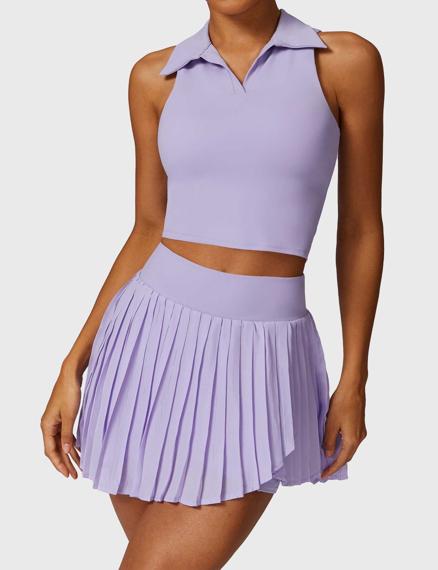 Tebeary Crop Top Tennis Skirt Sets