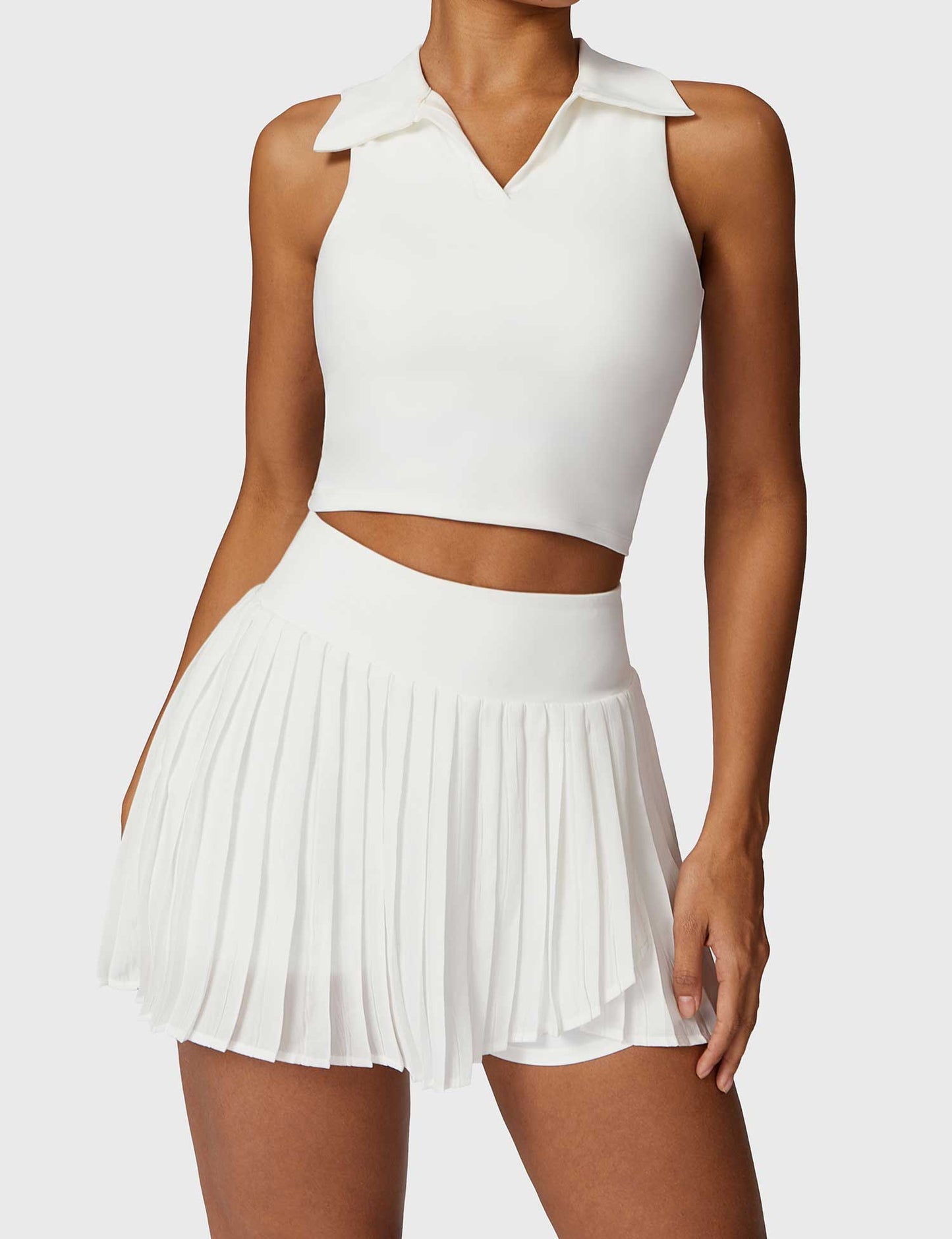 Tebeary Crop Top Tennis Skirt Sets